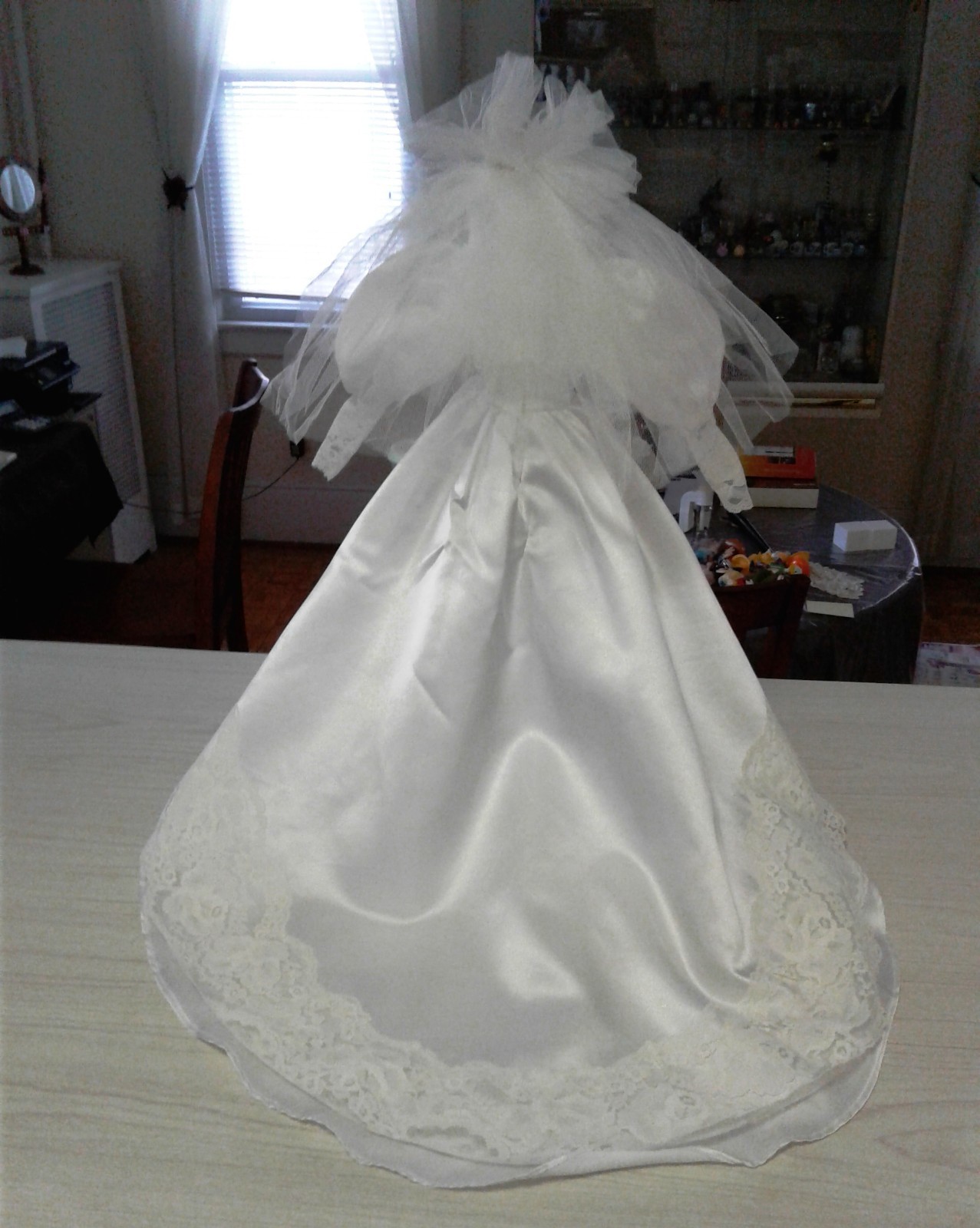 Bride~Communion Dress,Veil, Crinoline & Adjustable Stand for 20