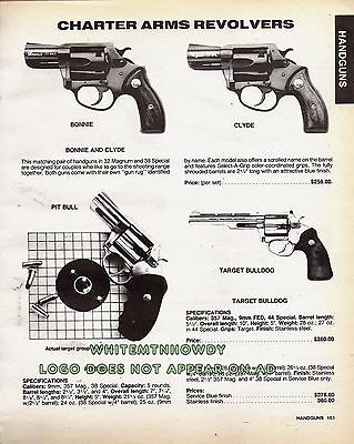1991 Charter Arms Bonnie, Clyde, Pitbull, Target Bulldog Revolver AD