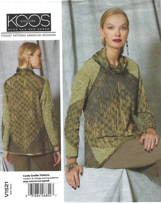 Vogue V1521 KOOS COUTURE Cowl Neck Front-Fringe Top Sz 14-22 UNCUT Pattern