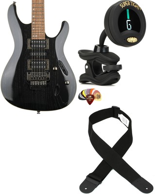 Ibanez S570AHSWK + Snark ST-8 + Dunlop PVP101 + Levy's M8POLY-BLK Value Bun