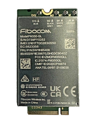 New ThinkPad Fibocom FM350-GL 5G Sub-6 GHz M.2 WWAN Module for X1 Carbon Gen 11