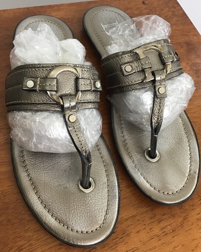 サンダル Dior Sandals Christian Dior Sandals Pewter Leather Thong Wide Strap CD