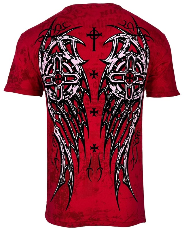 Archaic by Affliction Men's T-Shirt Wing Man Biker Cross Y2K