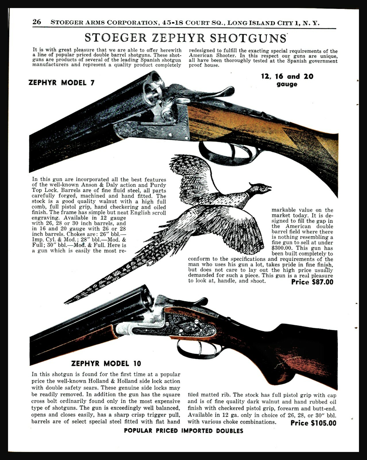 1954 STOEGER ZEPHYR Model 7 Side by Side and 10 Shotgun