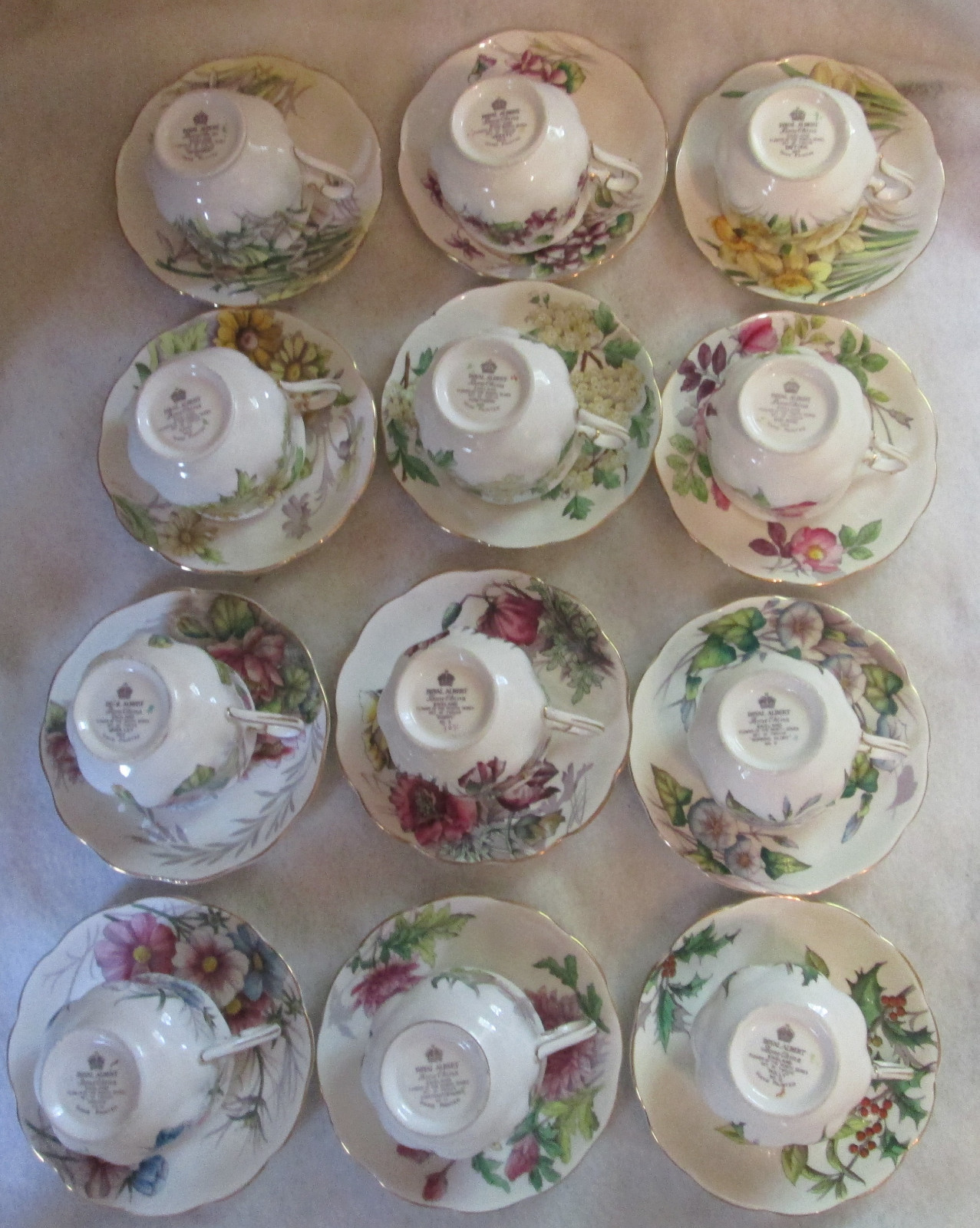 Royal Albert Flower of the Month Series, complete set of 12 