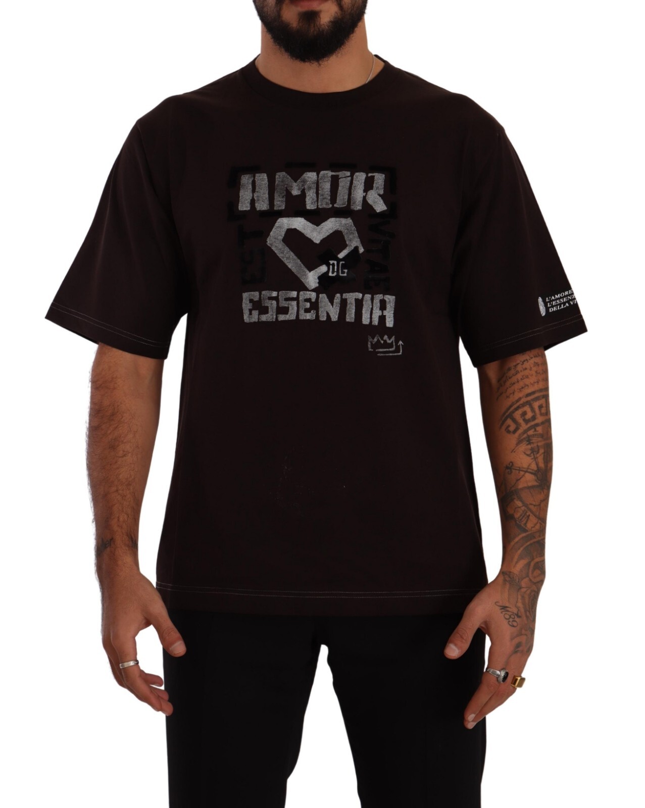 

DOLCE - GABBANA Футболка Бордо Хлопок L-Amore с принтом Crewneck s. Рекомендованная розничная цена: 500 долларов США., Bordeaux