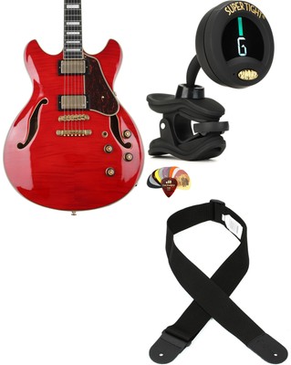 Ibanez AS93FMTCD + Snark ST-8 + Dunlop PVP101 + Levy's M8POLY-BLK Value Bun