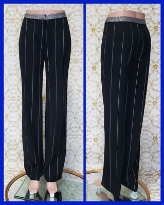 【Gianni versace】 vintage wool pants VINTAGE GIANNI VERSACE BLACK STRIPED WOOL PANTS size 40 - 6