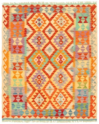 Vintage Hand Woven Flat Weave Carpet 4'9'' x 5'11'' Traditional Wool Kilim Rug