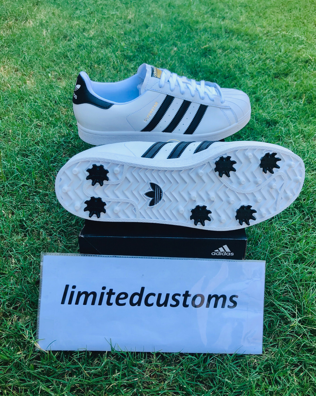 Pre-owned Adidas Originals Adidas Golf Shoes Superstar Spiked Special Limited Edition 2020 50th Anniversary In White Black