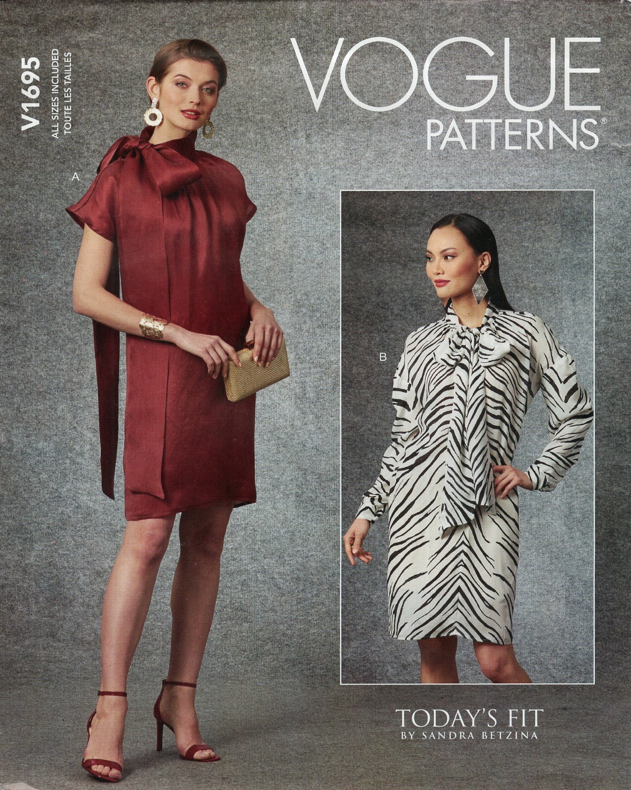 Vogue V1695 Drop Shoulder Shift Dress w Collar Extending