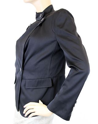 Pre-owned Gucci $1895 Authentic  Shiny Envers Satin Asymmetrical Jacket,black,42,307311