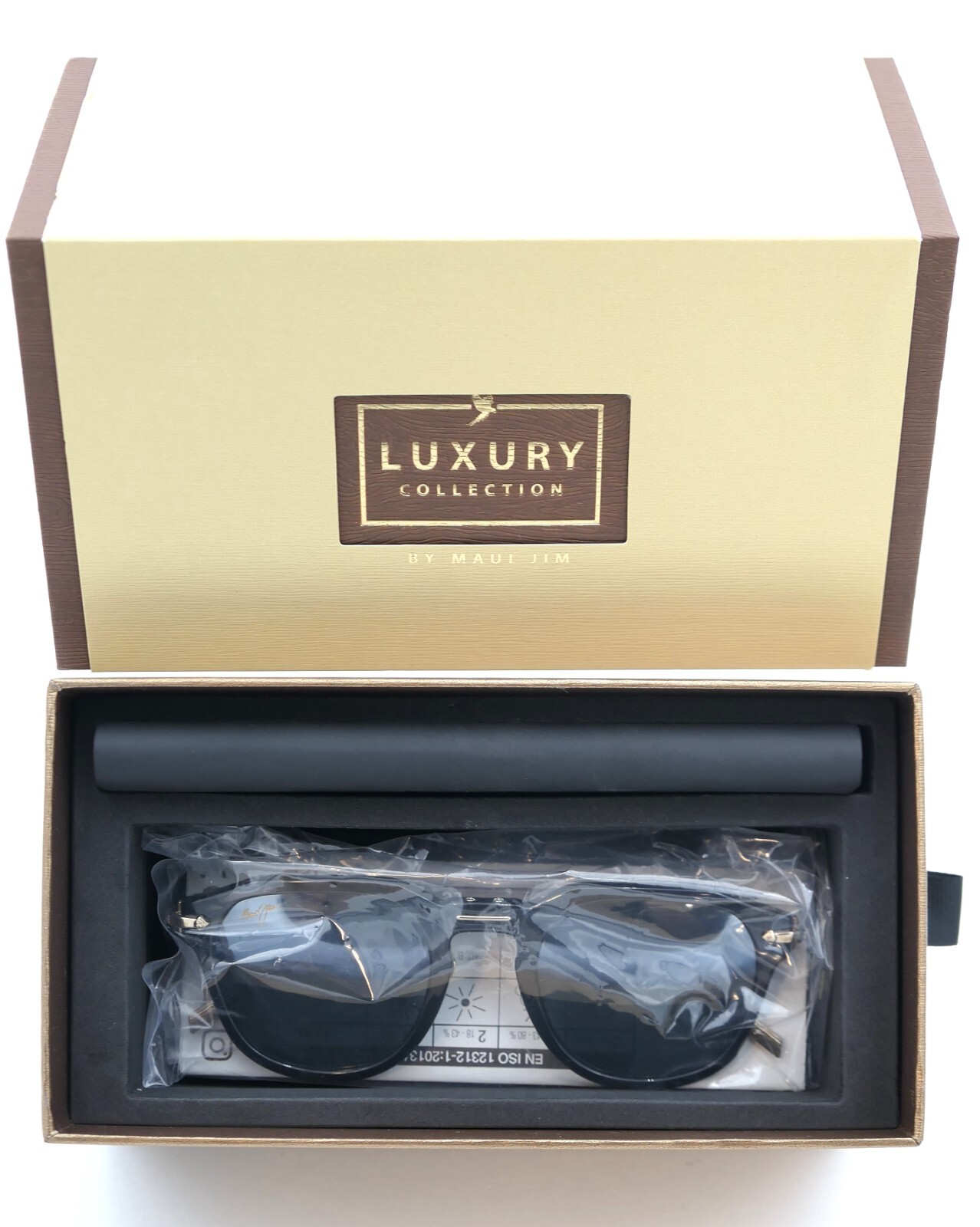 Pre-owned Maui Jim Alika "the Arctic" Polarized Luxury Sunglasses 837-02 Black W/ Gold In Gray