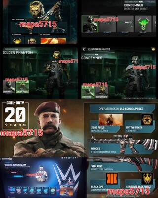 MW3 WZM Golden Phantom & Condemned Skins +Og Price Skin+ WWE (Aged no#)Level 112