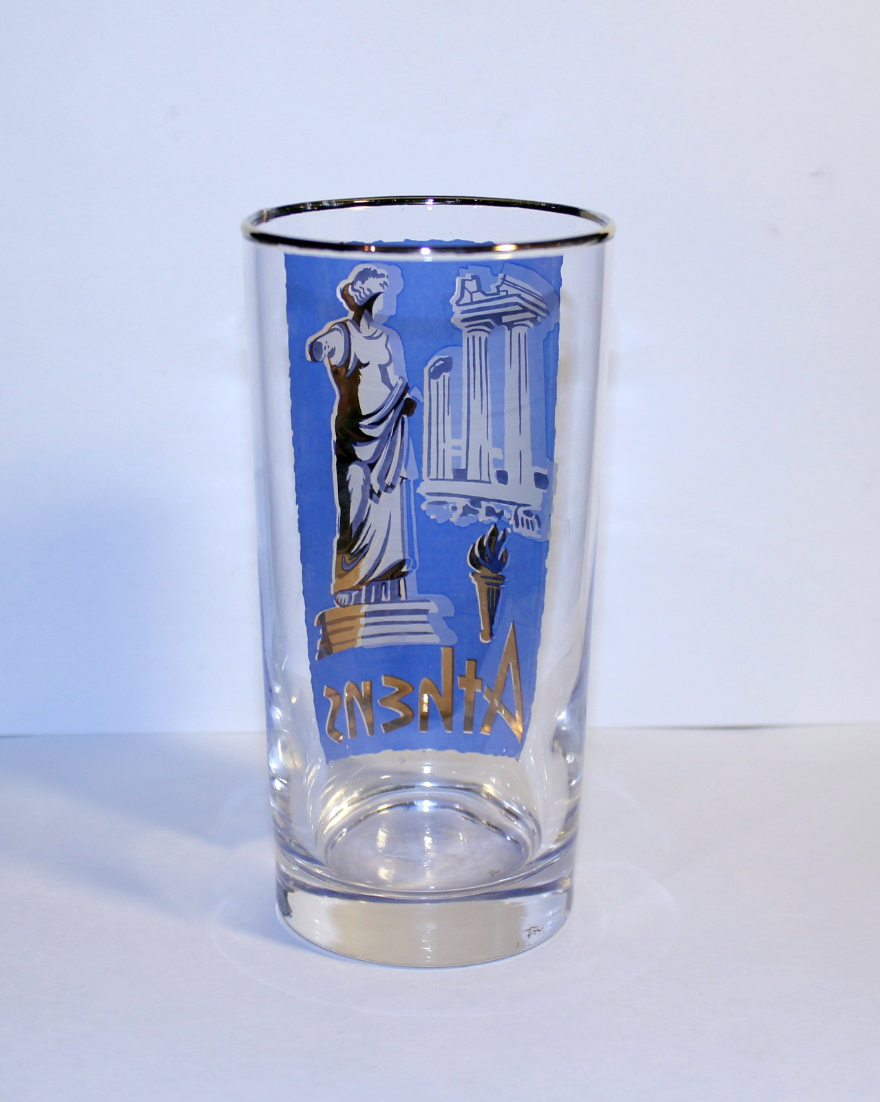 Vintage 60s Bar Glass, Athens Bar Glass, Athens High Ball Glass, Unique Bar