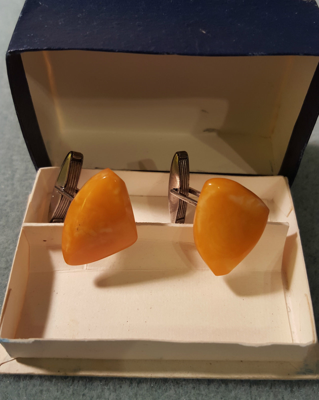 Gemelos Ámbar de plata de ley para hombres