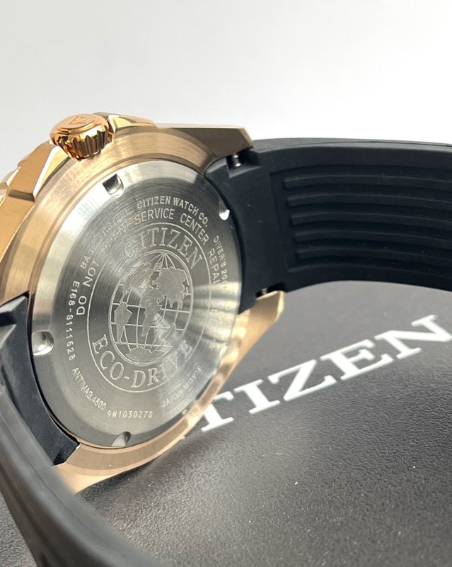 Pre-owned Citizen Promaster Diver Watch Eco-drive Bn0193-17e Rose Gold Black Rubber