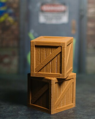 Set of 2 Wooden (TEXTURED) Crates Diorama PROPS ONLY Action Figures Miniature