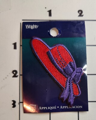 Wrights Red Hat Sealed Embroidered Iron On Applique Patch New NIP