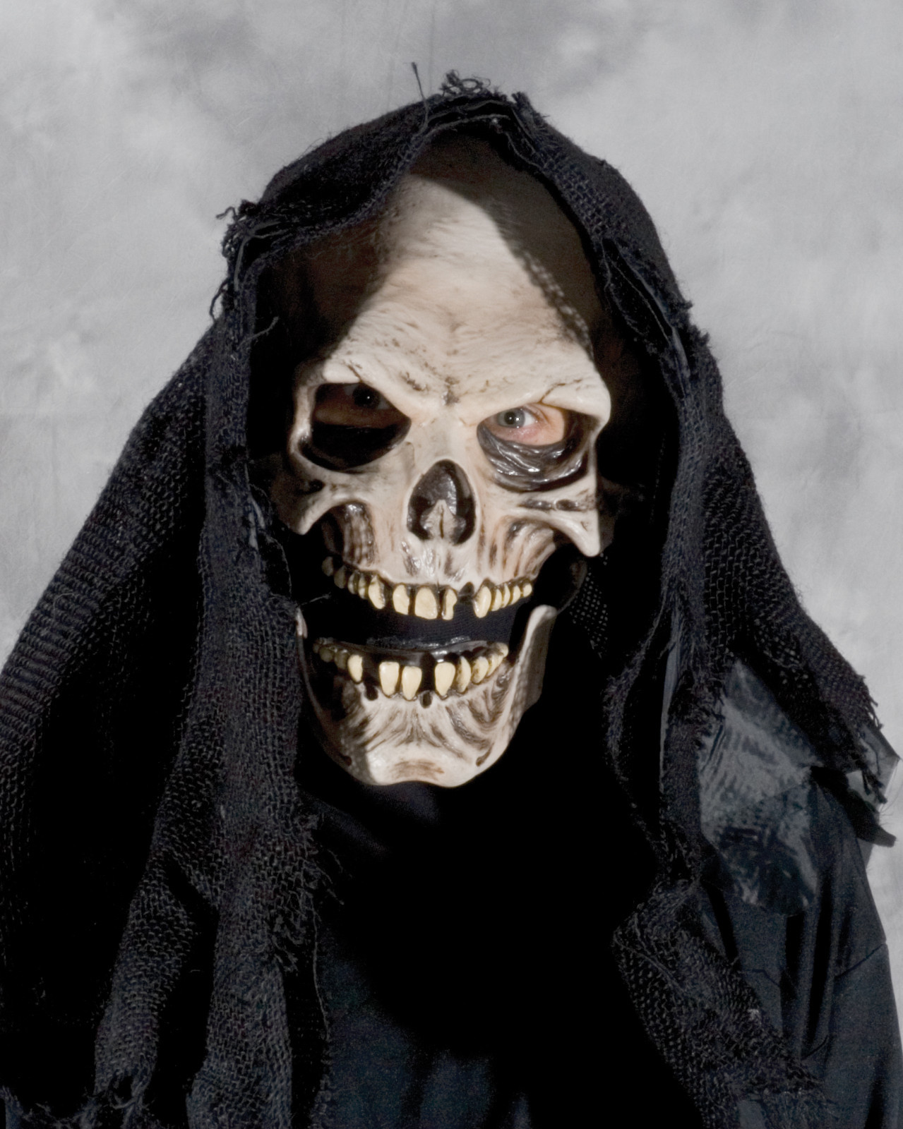 Grim Reaper Undead Skeleton Adult Halloween Costume Mask Gloves Robe up to XXL