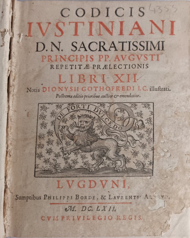 *** Codicis Justiniani Dn Sacratissimi... - Code Justinien - Denis Godefroy 1662