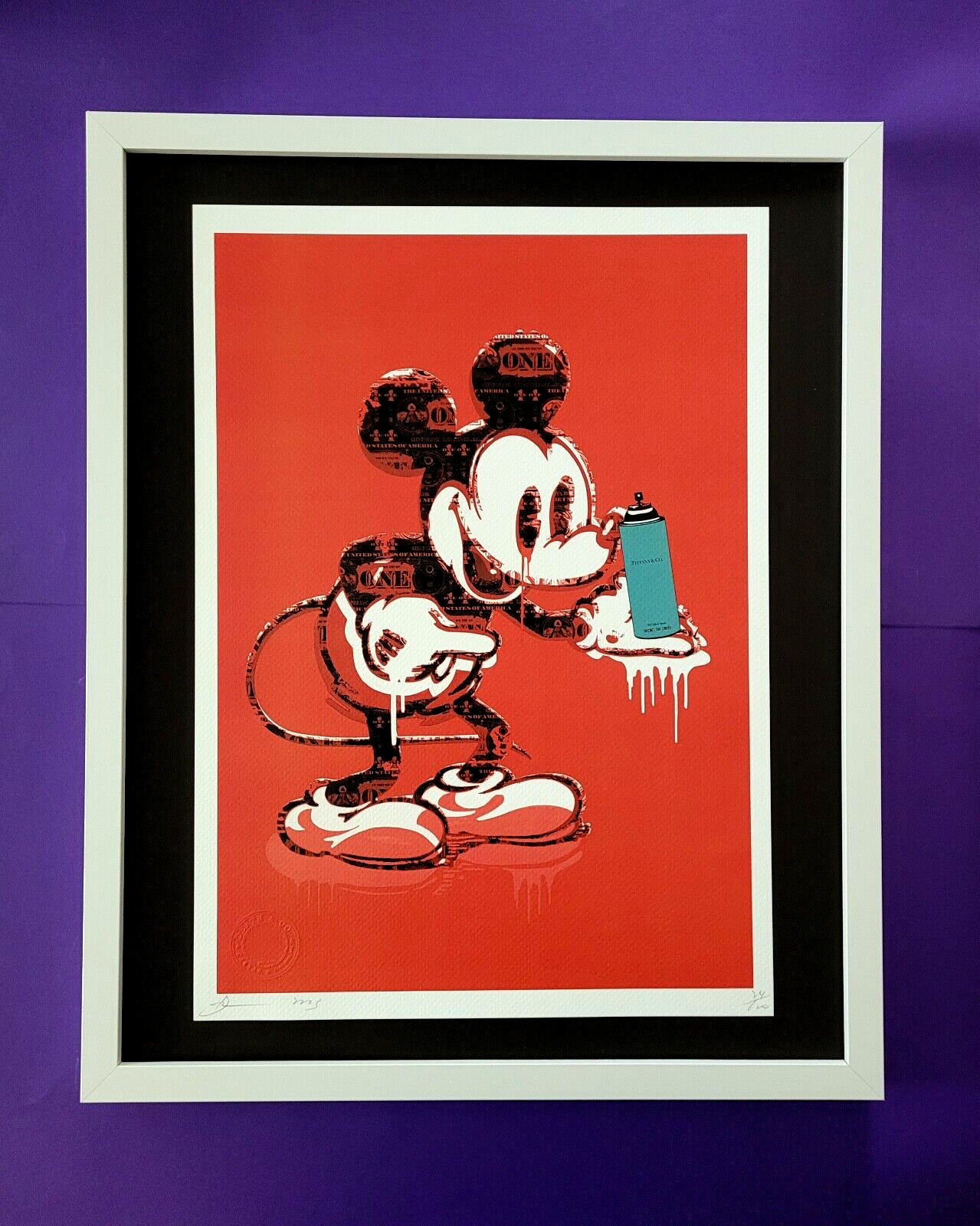 【DEATH NYC】ミッキー・マウス＆Coca-Cola DEATH NYC Hand Signed LARGE Print Framed 16x20in COA MICKEY MOUSE