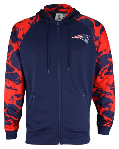 Мужская толстовка Zubaz NFL New England Patriots Performance с молнией и рукавами из лавы