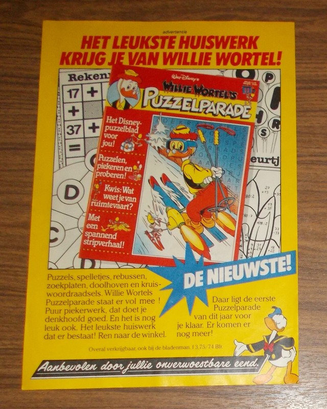 Seltene Werbung Willie Wortel'S Puzzelparade Comic Daniel DÃ¼Sentrieb Nl 1983