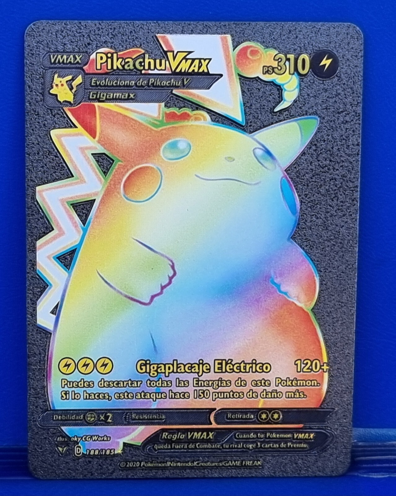 Pokemon Card Spanish Pikachu Vmax 188/185 PS310 Color Black
