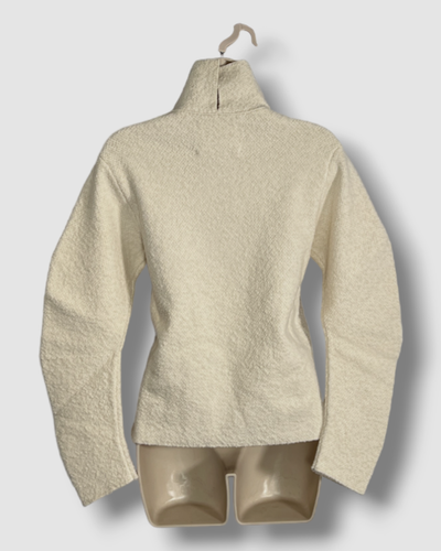 JIL SANDER $1590 JIL SANDER WOMEN'S IVORY WOOL-BLEND TEXTURED SWEATER SIZE 38 DE/ 8 US