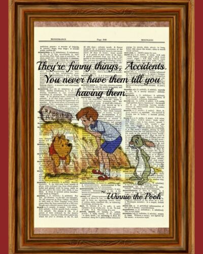 Winnie the Pooh Dictionary Art Print Picture Rabbit Hole Christopher Robin Quote