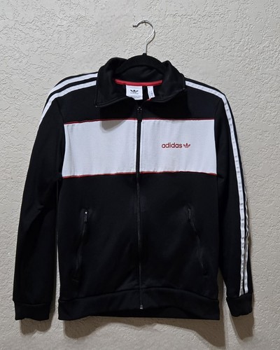 adidas Remake White × Black Track Jacket Vintage ADIDAS Track Jacket Size L Authentic White Black Big