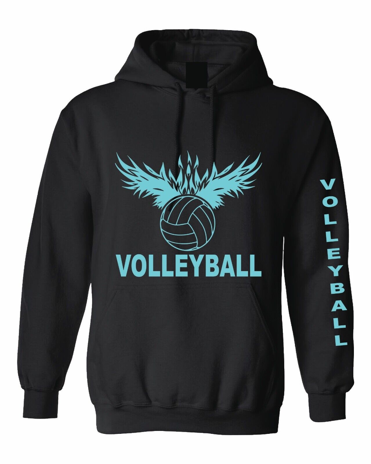 Volleyball hoodie baby blue design Black Hooded Sweatshirt eBay