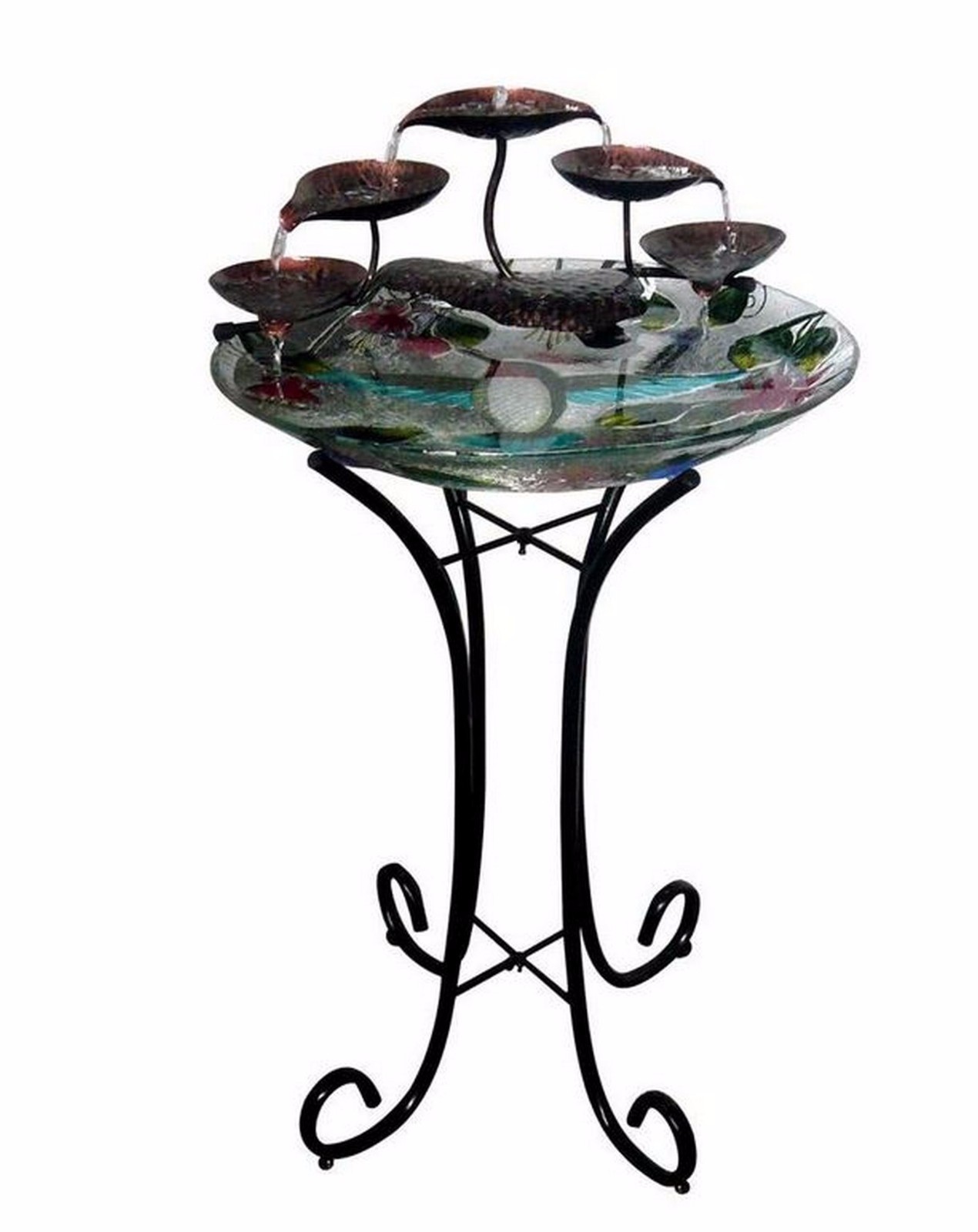 New Glass Birdbath Fountain, 3 Tier Water Fountain Bird Bath Yard Patio