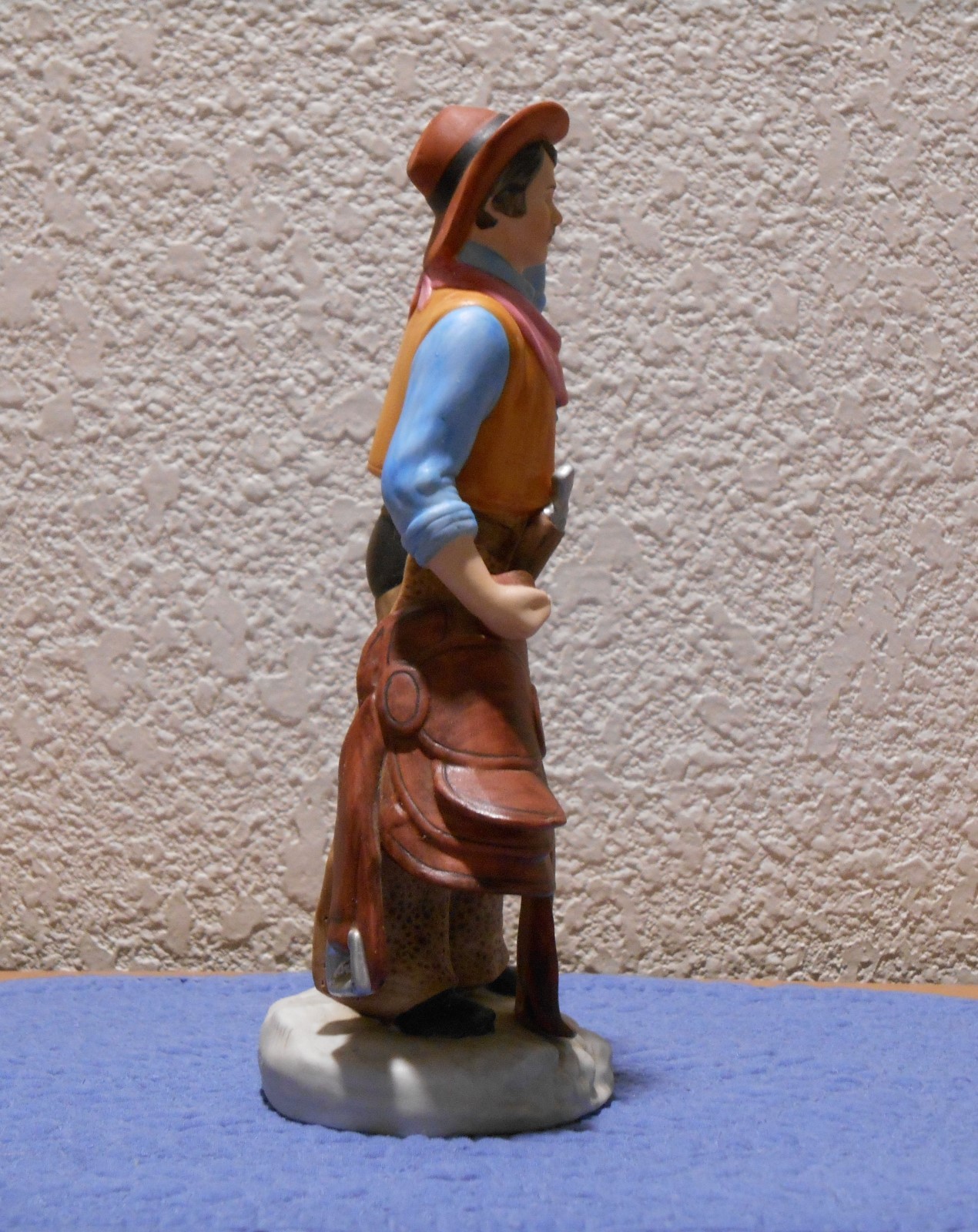 Homco Cowboy Standing Near Cactus Holding Saddle Figurine #1419