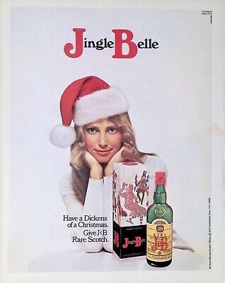 Vintage Print Ad 1971 Jingle Belles Beautiful Girl Santa Hat JB Rare Scotch
