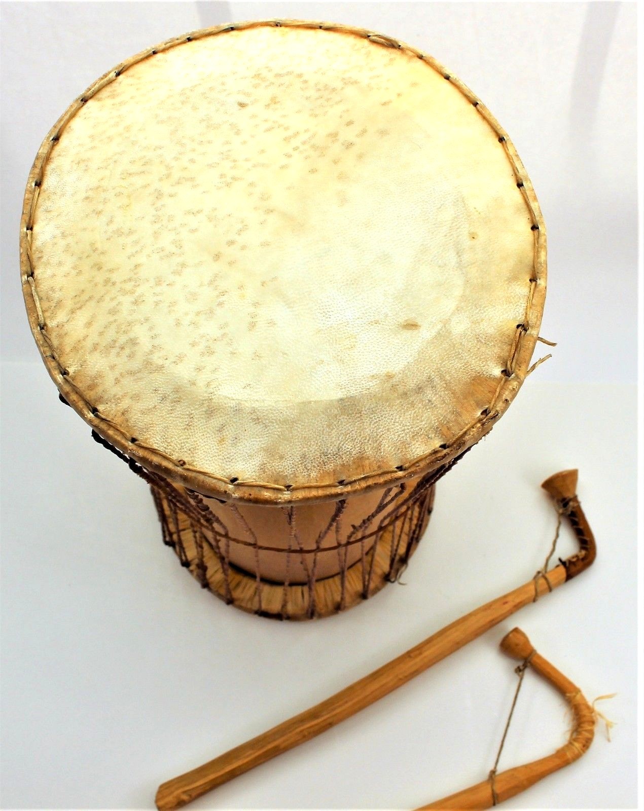 Tribal Drum Gan Gan with Two Bent Drumsticks 14