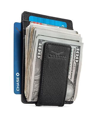 Magnetic Leather Wallets For Men Slim Front Pocket Rfid Bloc