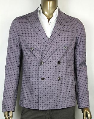 Pre-owned Gucci $2260  Mens Paisley Flower Print Jacket Blazer Purple 333510 5463