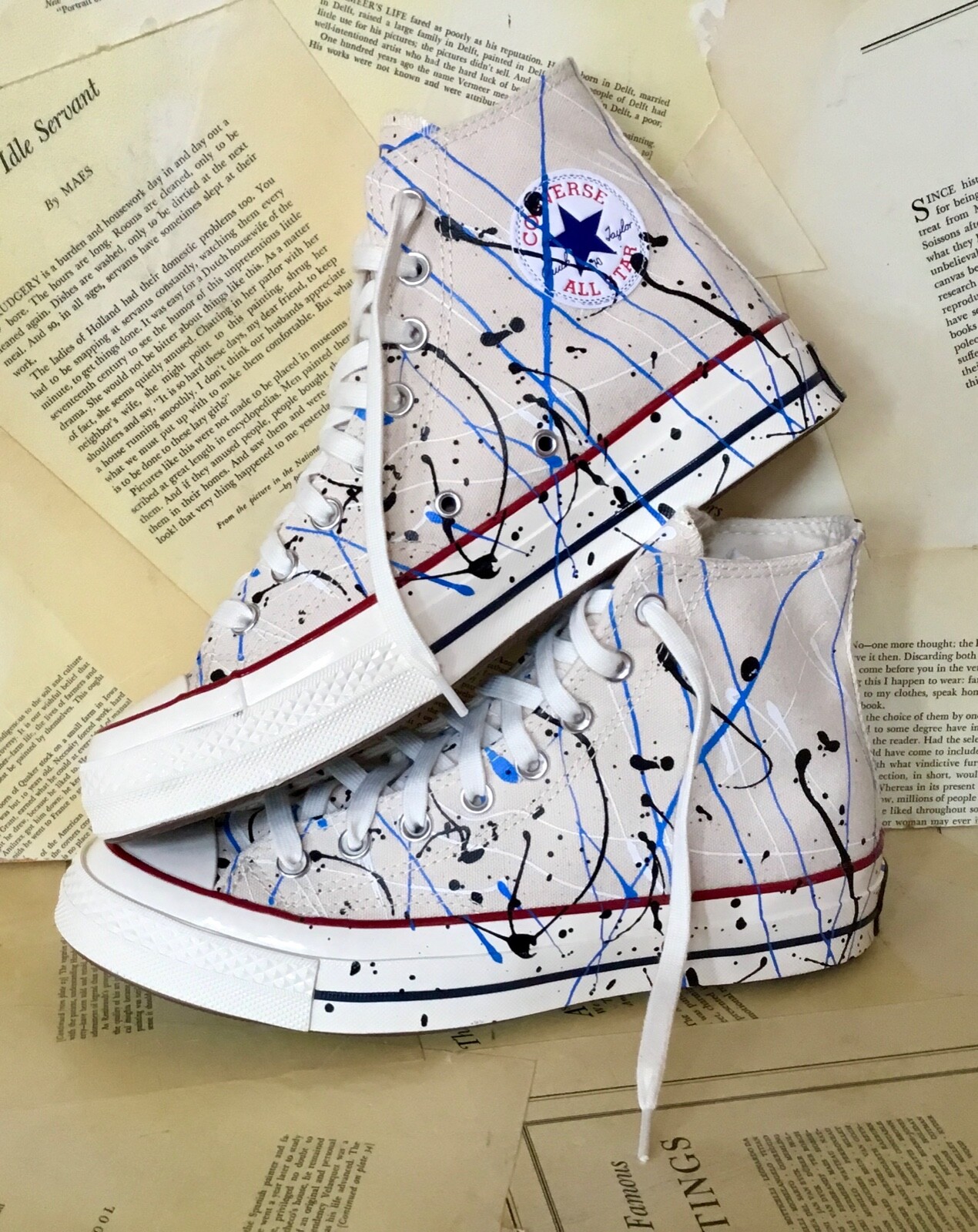 

Платформа для брызг краски Urban Outfitter Converse Archive Белый W9.5 M7.5 НОВИНКА, White black blue, Archive Paint Splatter Chuck 70