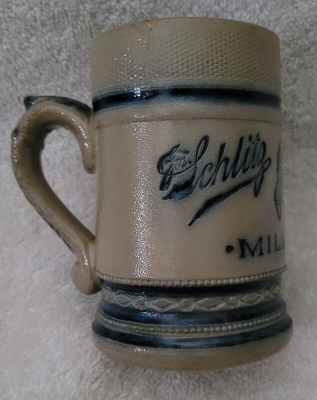 1890s Pre Prohibition Schlitz Brewing Company Stoneware Advertising Beer Mug