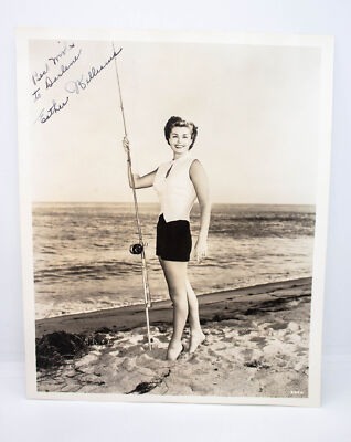 1940S ORIGINAL HOLLYWOOD ESTER WILLIAMS FISHING PHOTO RARE