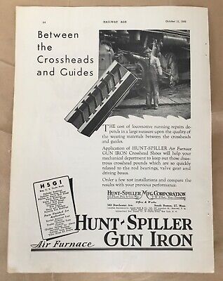 Hunt-Spiller Gun Iron print ad orig vintage 1930 art illus locomotive parts