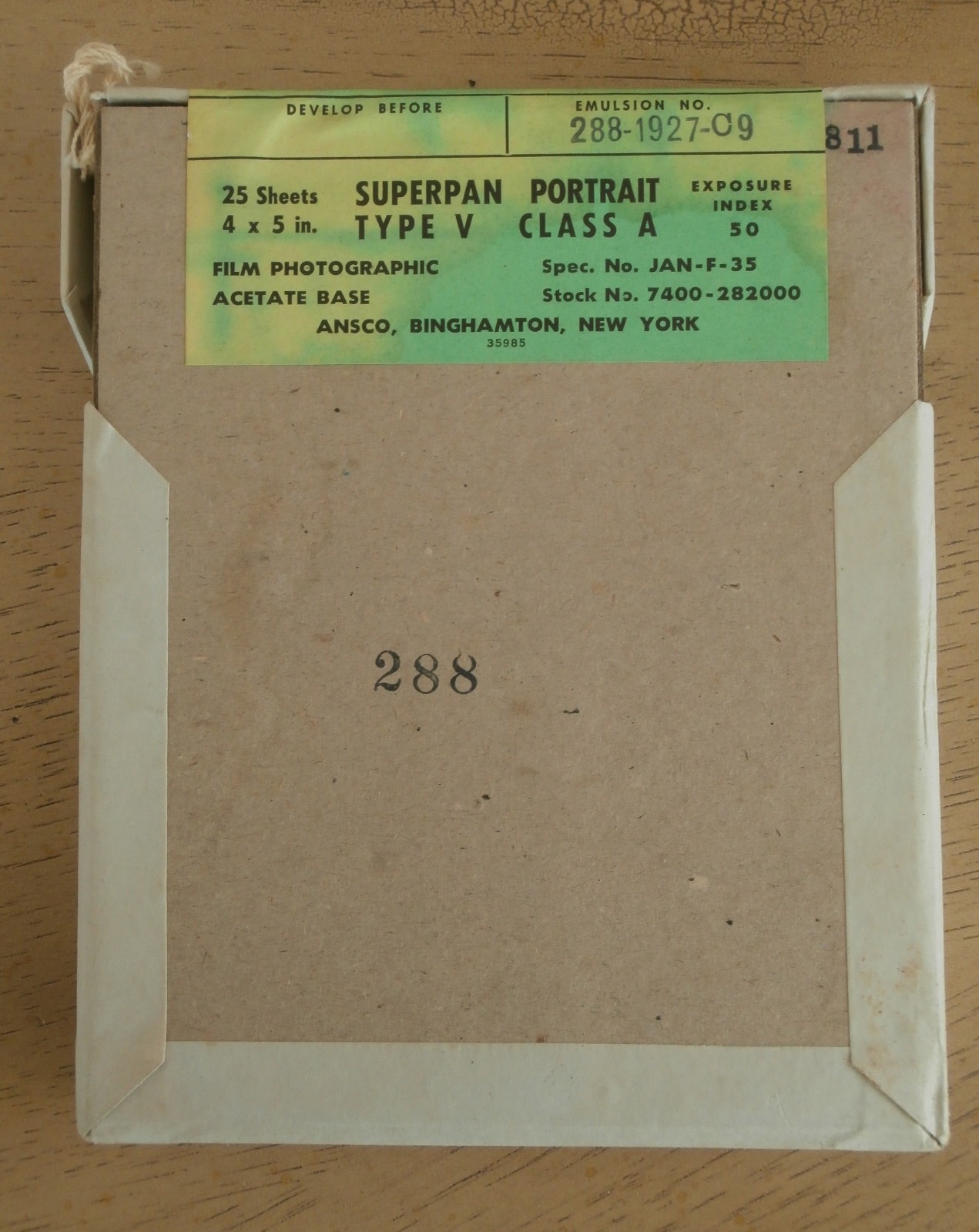 4x5 Ansco Pack of Film Sealed ORIG BOX EXP. Superpan Portrait 25 Sheets Type V 1