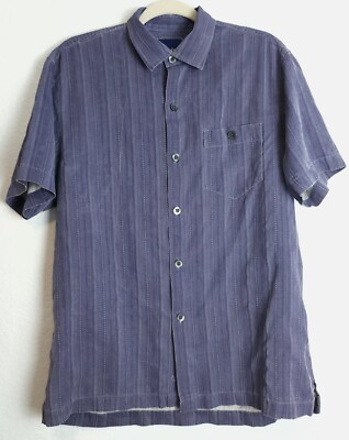 Tommy Bahama Mens Camp Hawaiian M Shirt 100% Silk Blue Button Up Breathable 