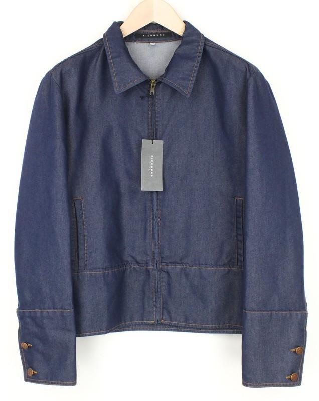 Richmond Hommes Veste It50 Bleu Jean Liked Col Coton MÃ©Lange Designer Non-DoublÃ©