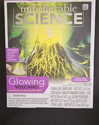 Unbelievable Science STEM Glowing Volcano Eruption Kit Complete Open-Box