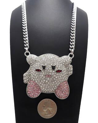 NEW HIP HOP FULL ICED BLING KIRBY PENDANT 6mm 30'' CUBAN CHAIN