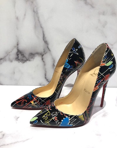 Christian Louboutin So Kate Black Graffiti Patent Leather