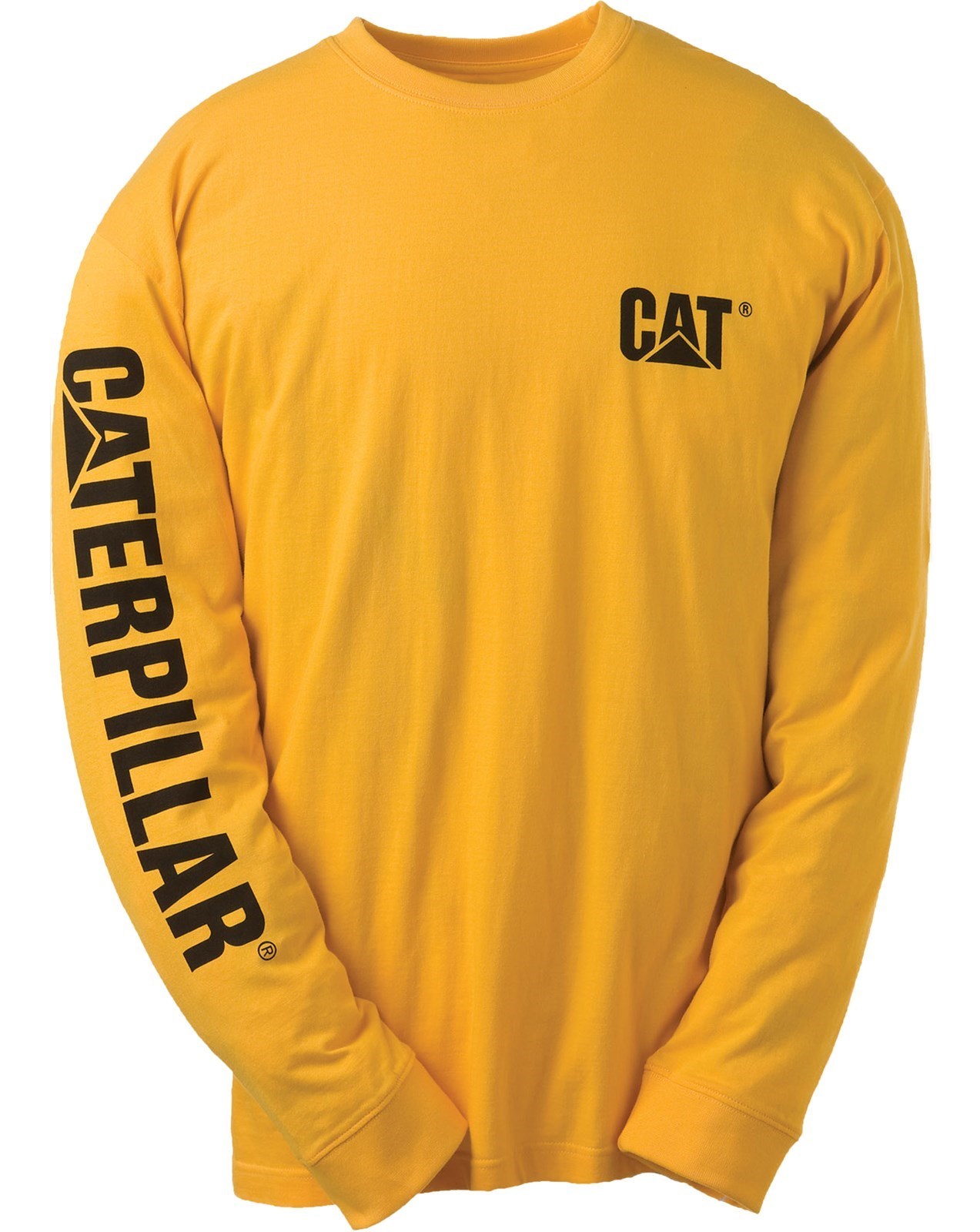 CAT Caterpillar Trademark Banner Long Sleeve TShirt Mens Durable Work
